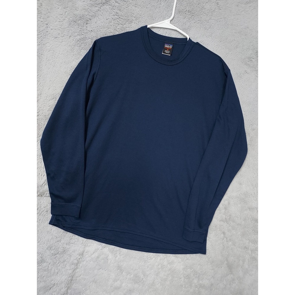 Vintage Patagonia Shirt Men Medium Capilene Long Sleeve Base Layer Made USA Blue